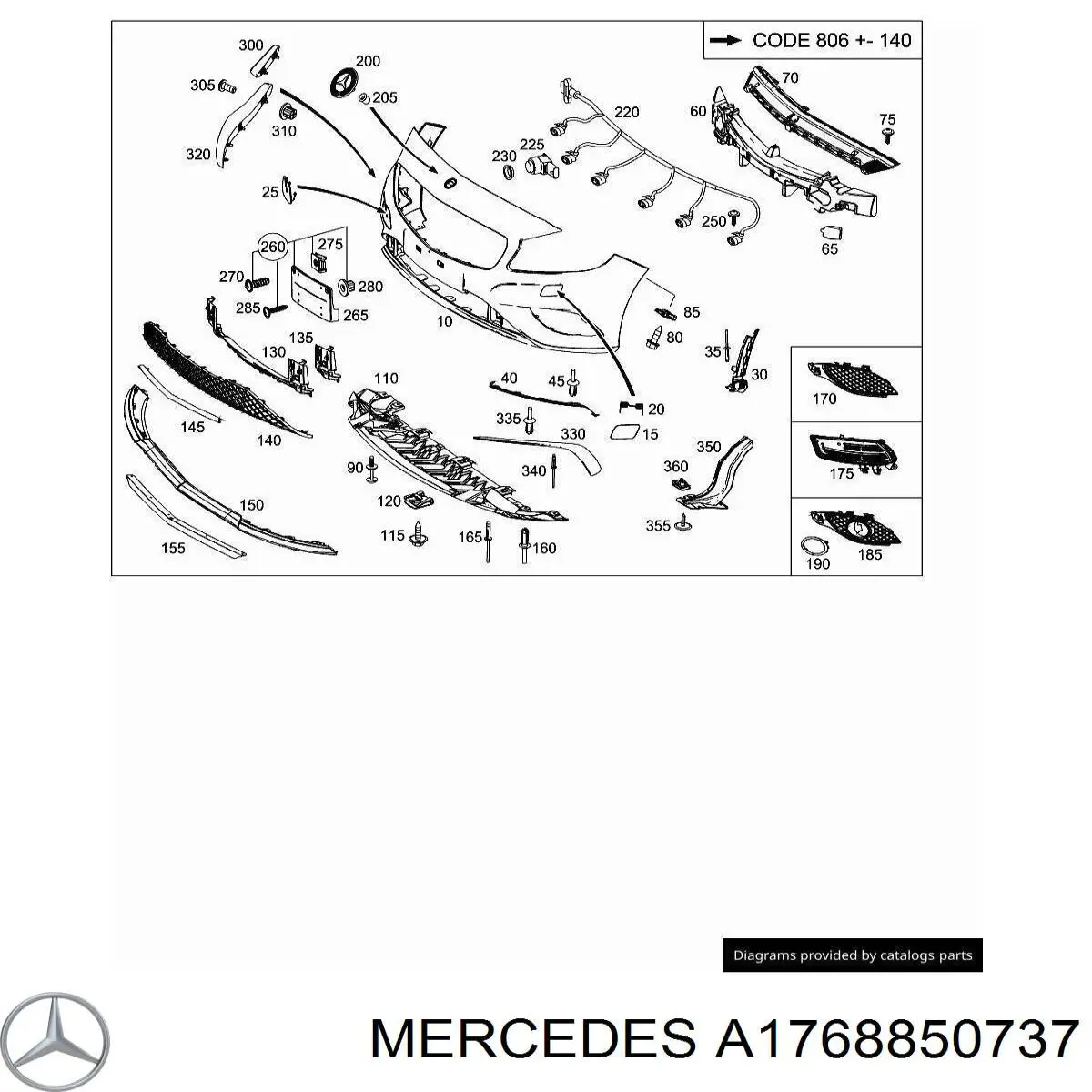 A1768850737 Mercedes Absorbedor del parachoques delantero