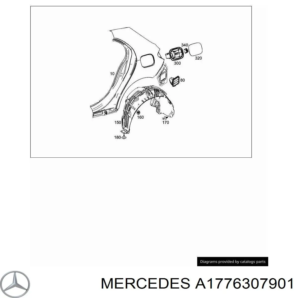 Guardabarros trasero izquierdo Mercedes A (W177)