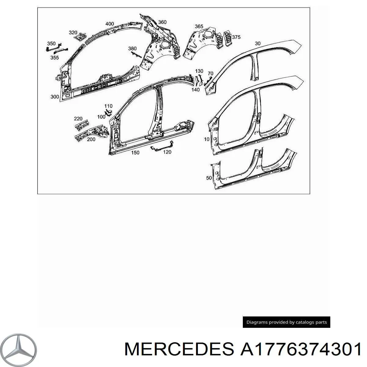 A1776374301 Mercedes pilar, carrocería, delantera izquierda