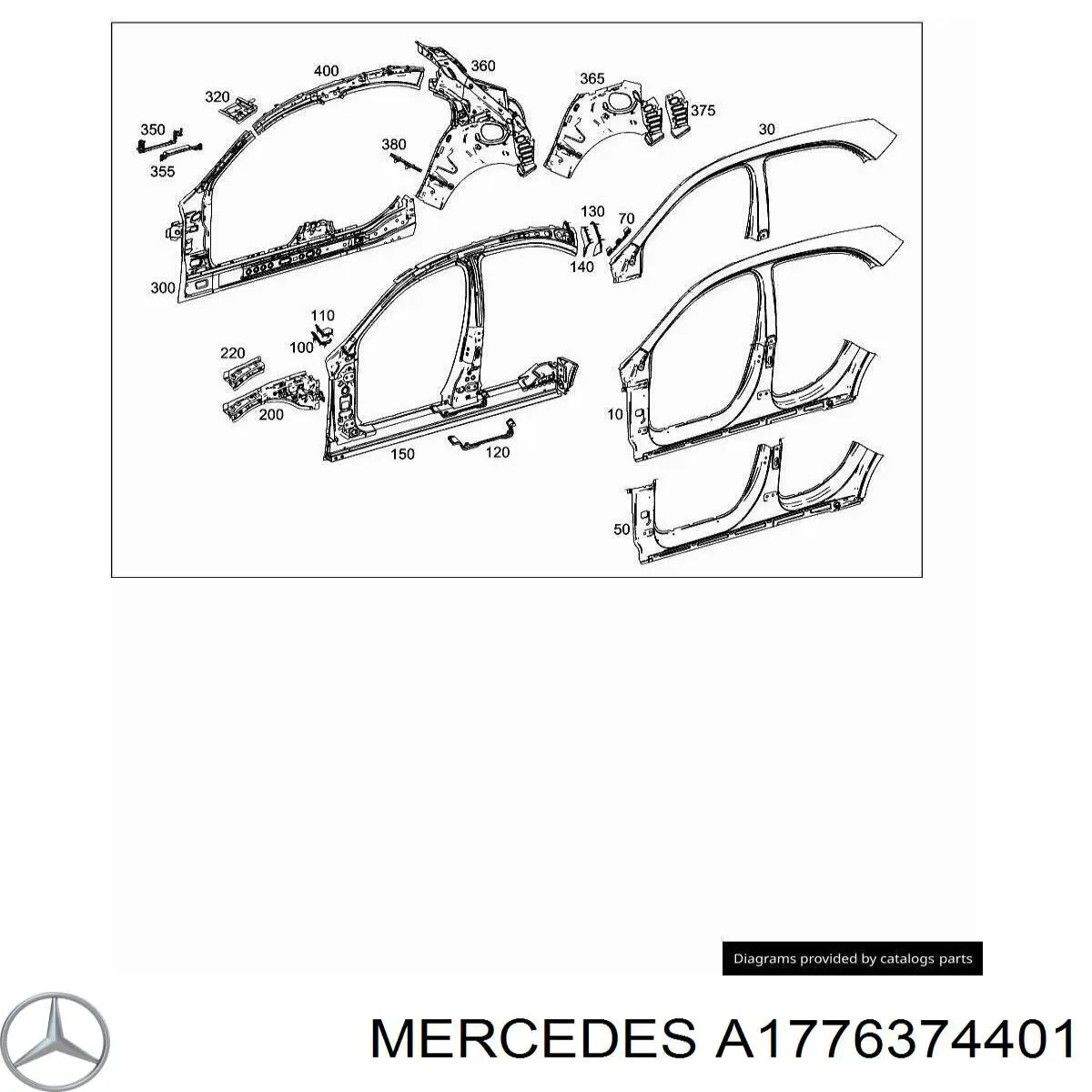 Pilar, carrocería, delantera derecha Mercedes A (W177)