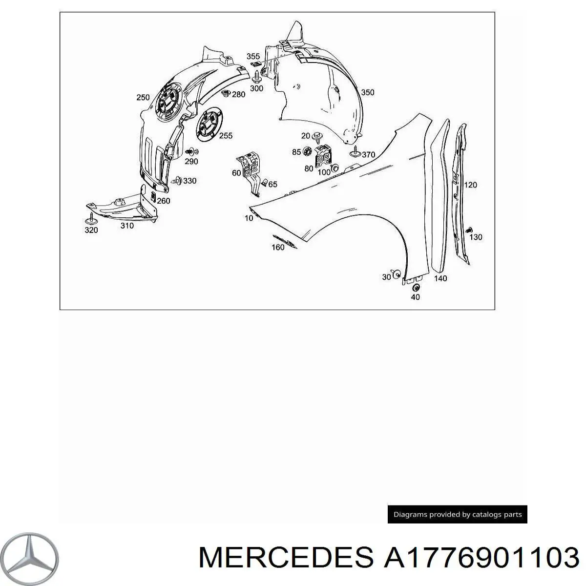 A1776901103 Mercedes guardabarros interior, aleta delantera, izquierdo