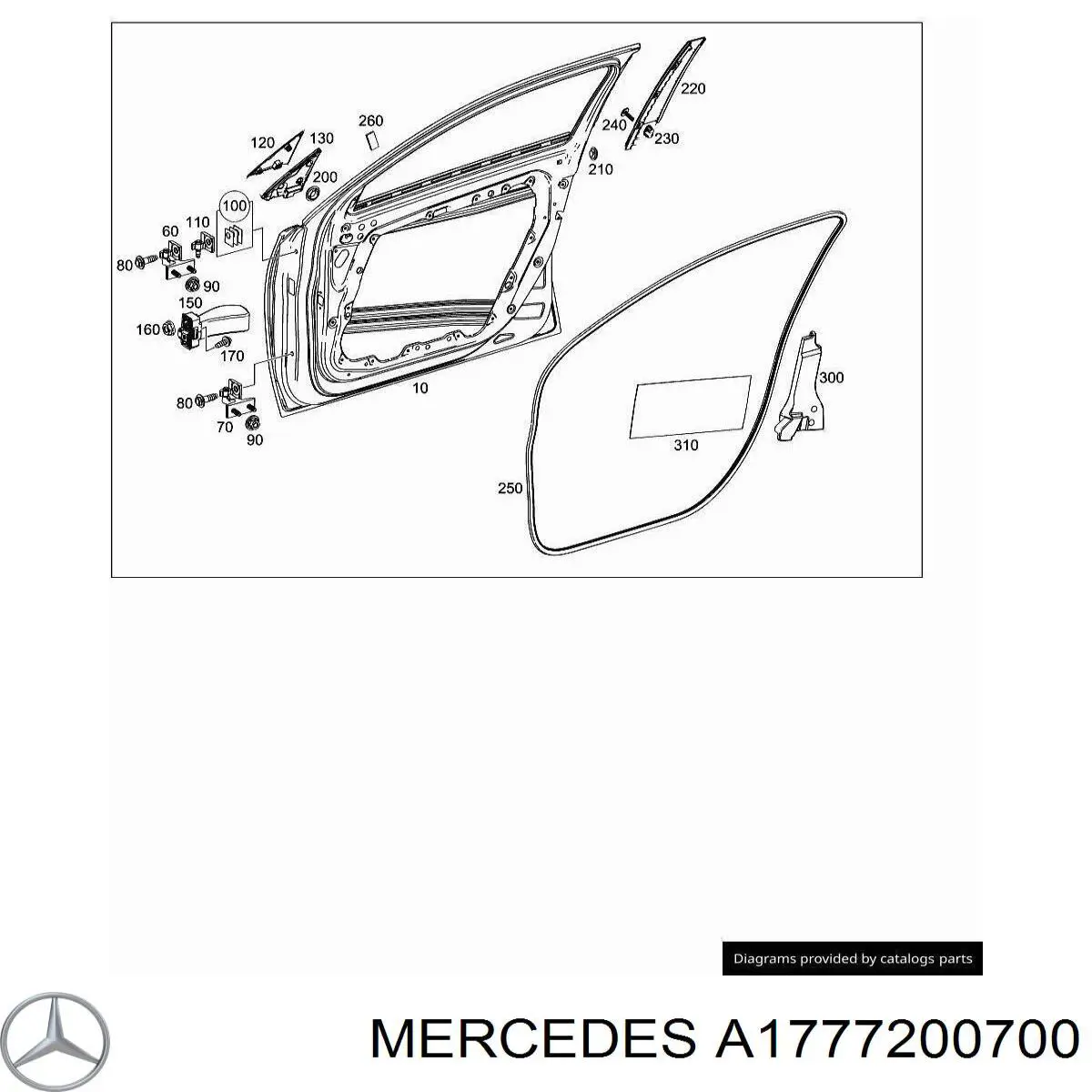 Puerta de coche, delantera, derecha para Mercedes A (W177)
