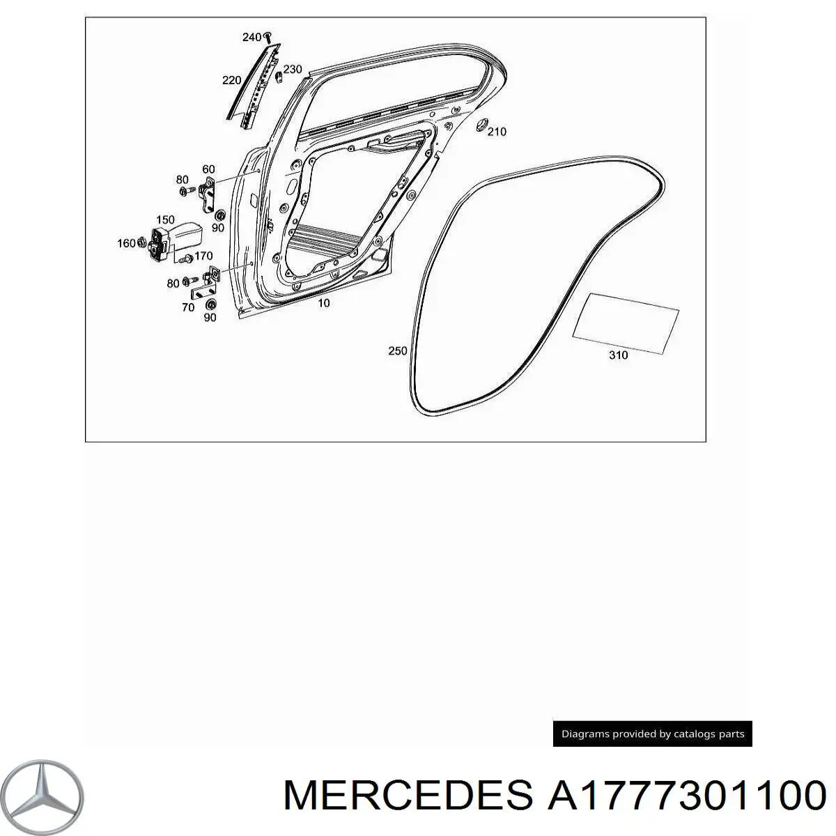 Bisagra de puerta de batientes trasera izquierda inferior para Mercedes A (W177)