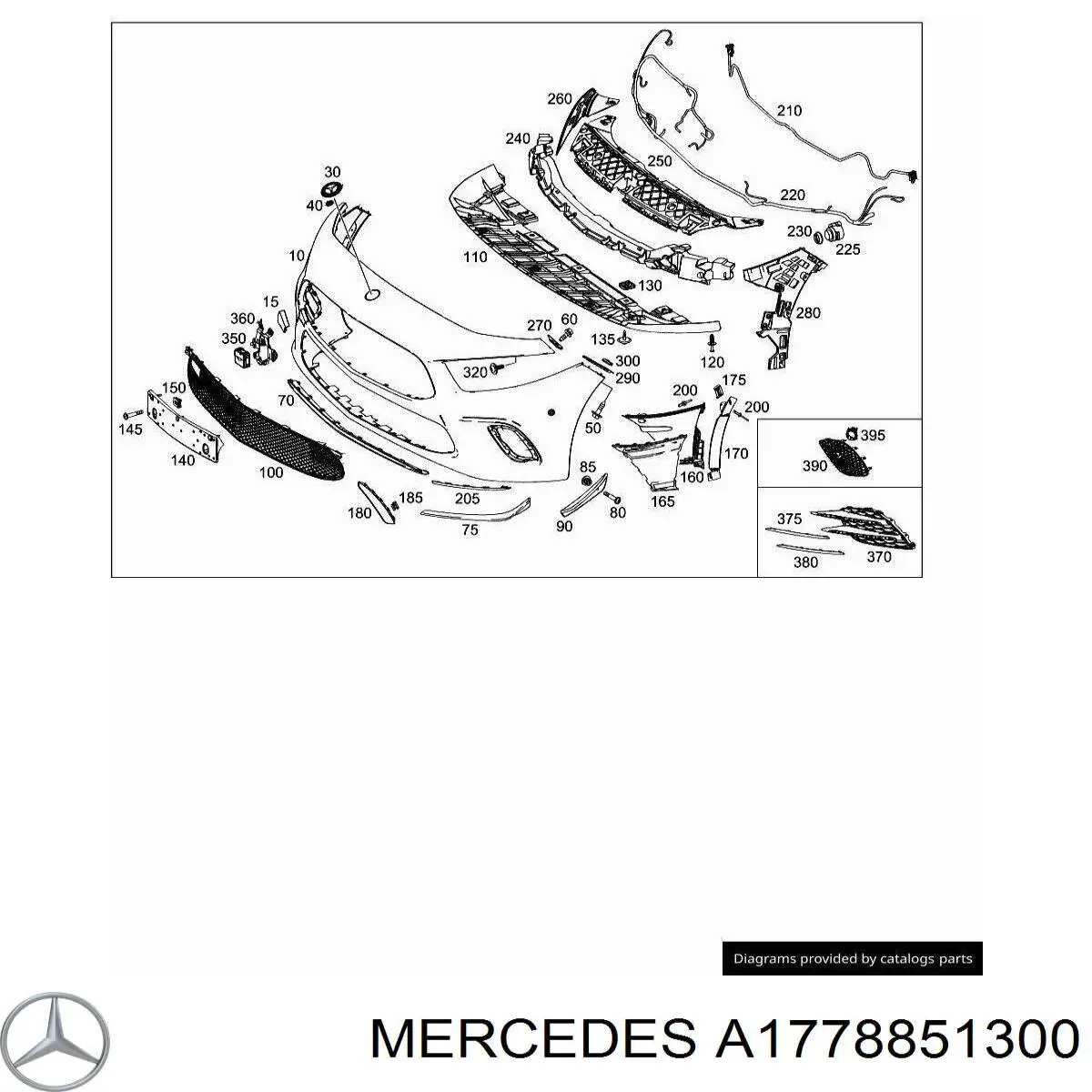 Soporte de parachoques delantero central para Mercedes A (W177)