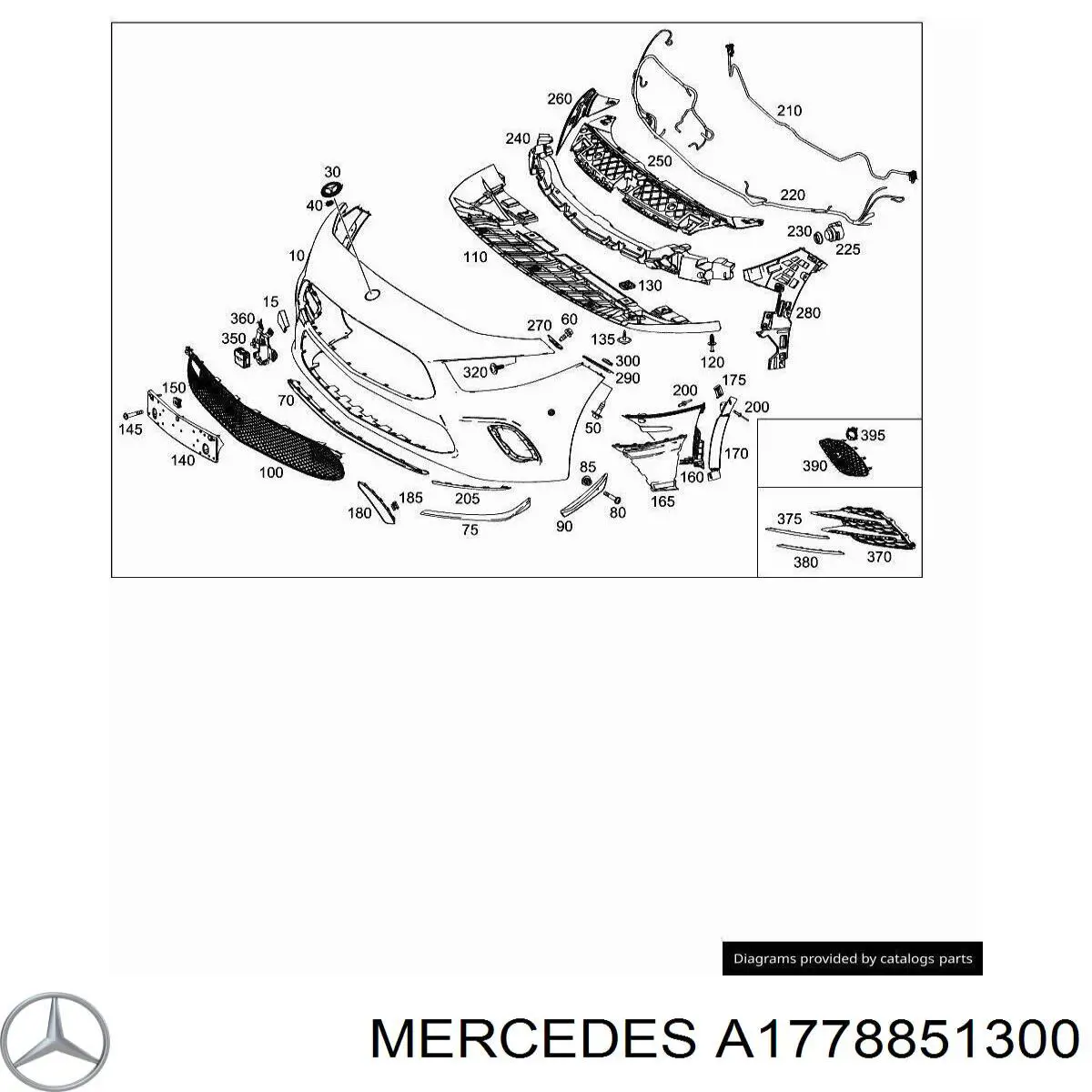 1778851300 Mercedes soporte de parachoques delantero central