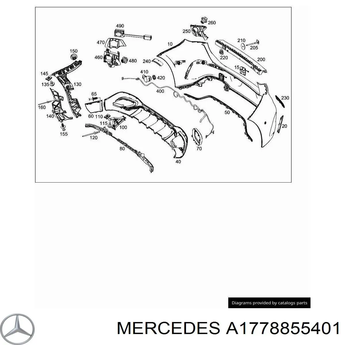 A177885540164 Mercedes listón embellecedor/protector, parachoques trasero