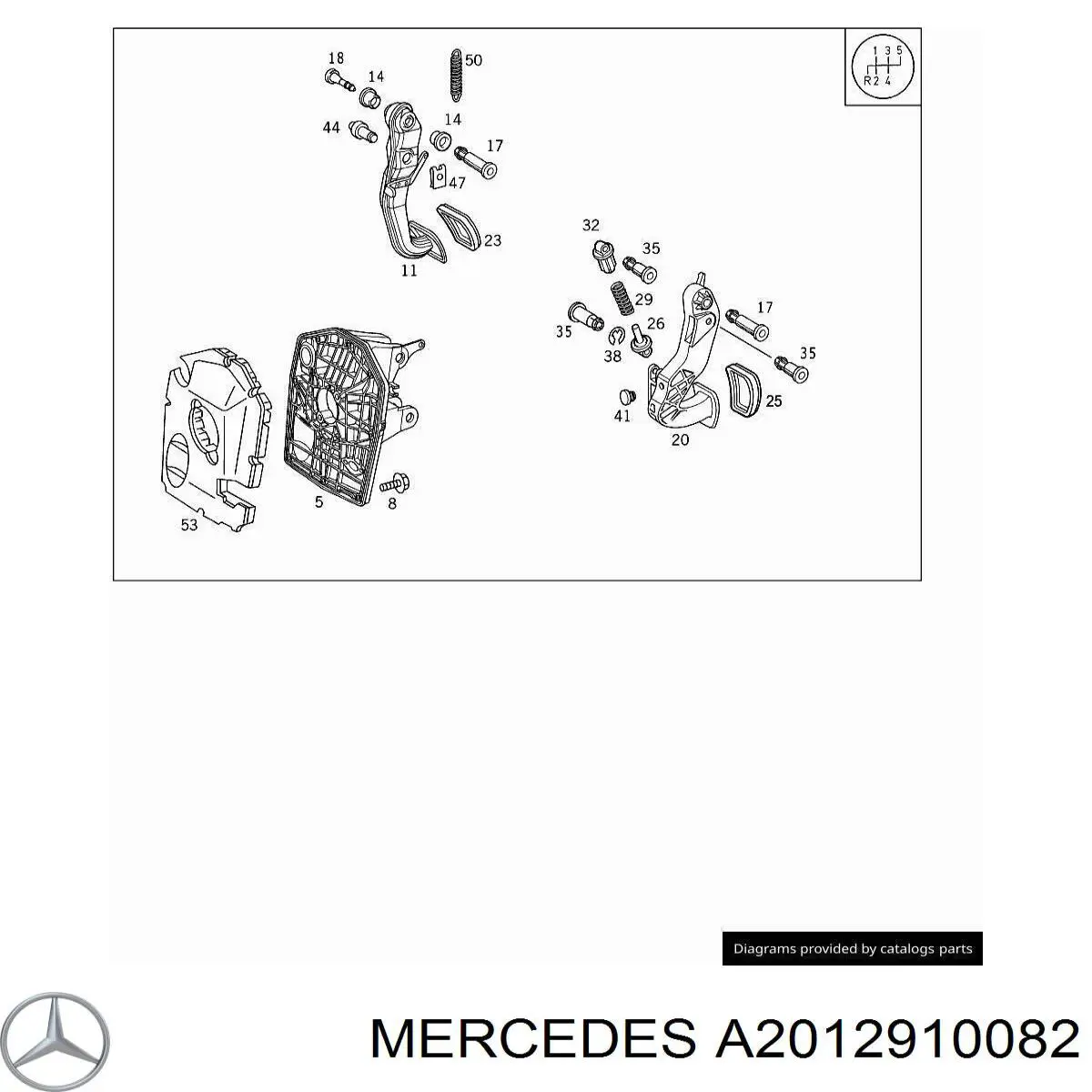A2012910082 Mercedes revestimiento del pedal, pedal de embrague