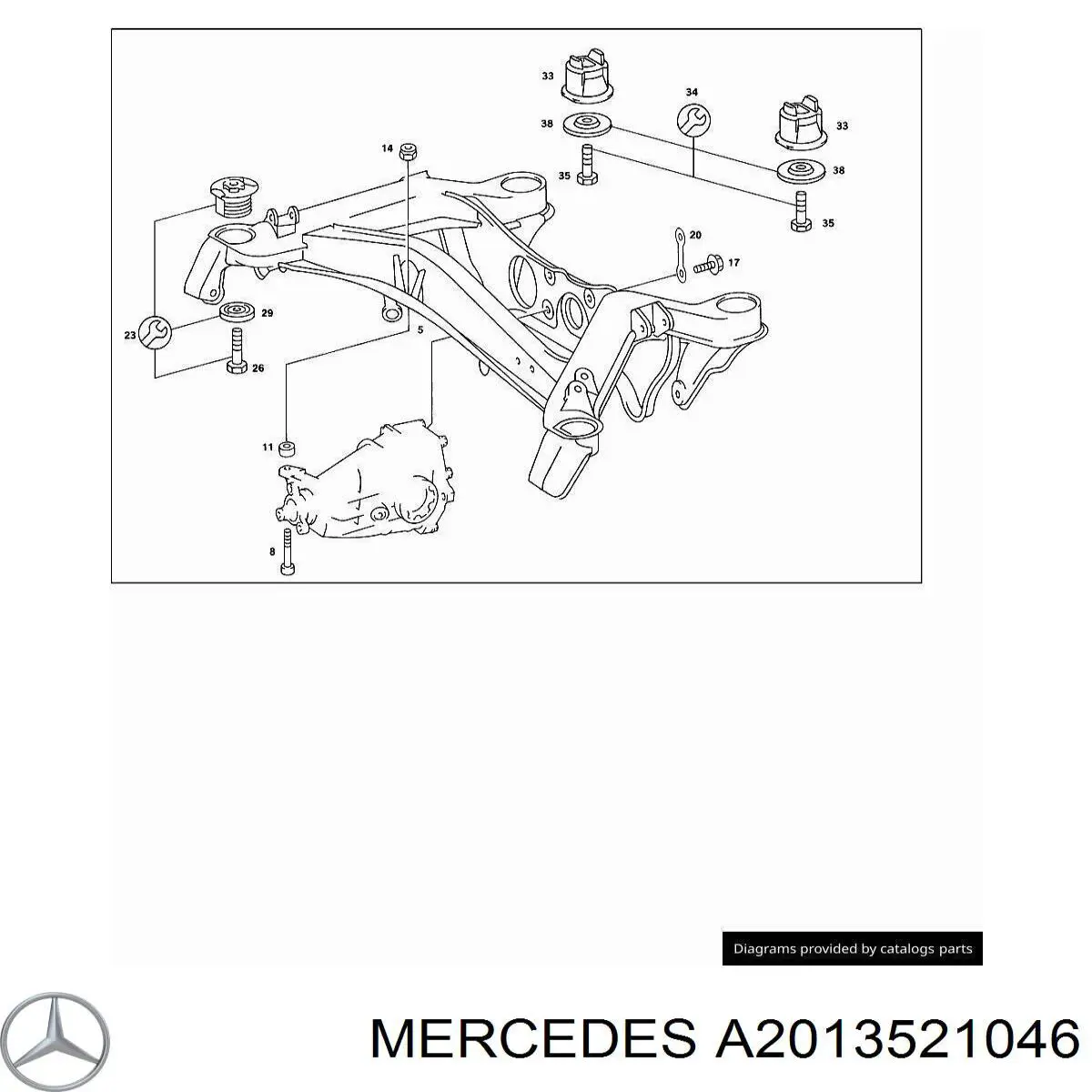 A2013521046 Mercedes suspensión, cuerpo del eje trasero