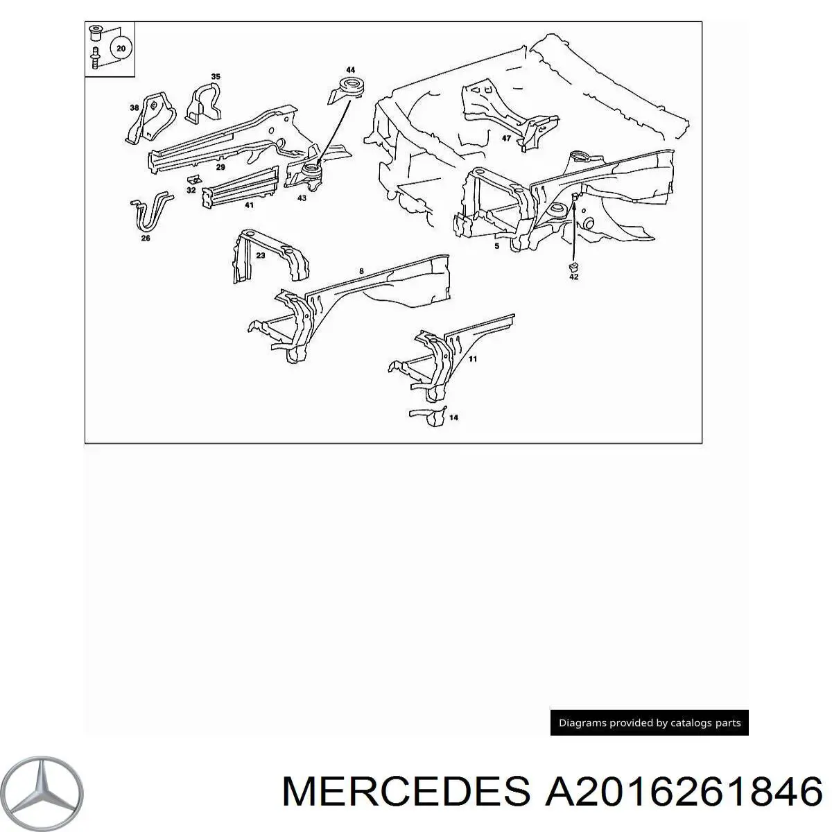 Soporte de radiador derecha para Mercedes C (W201)