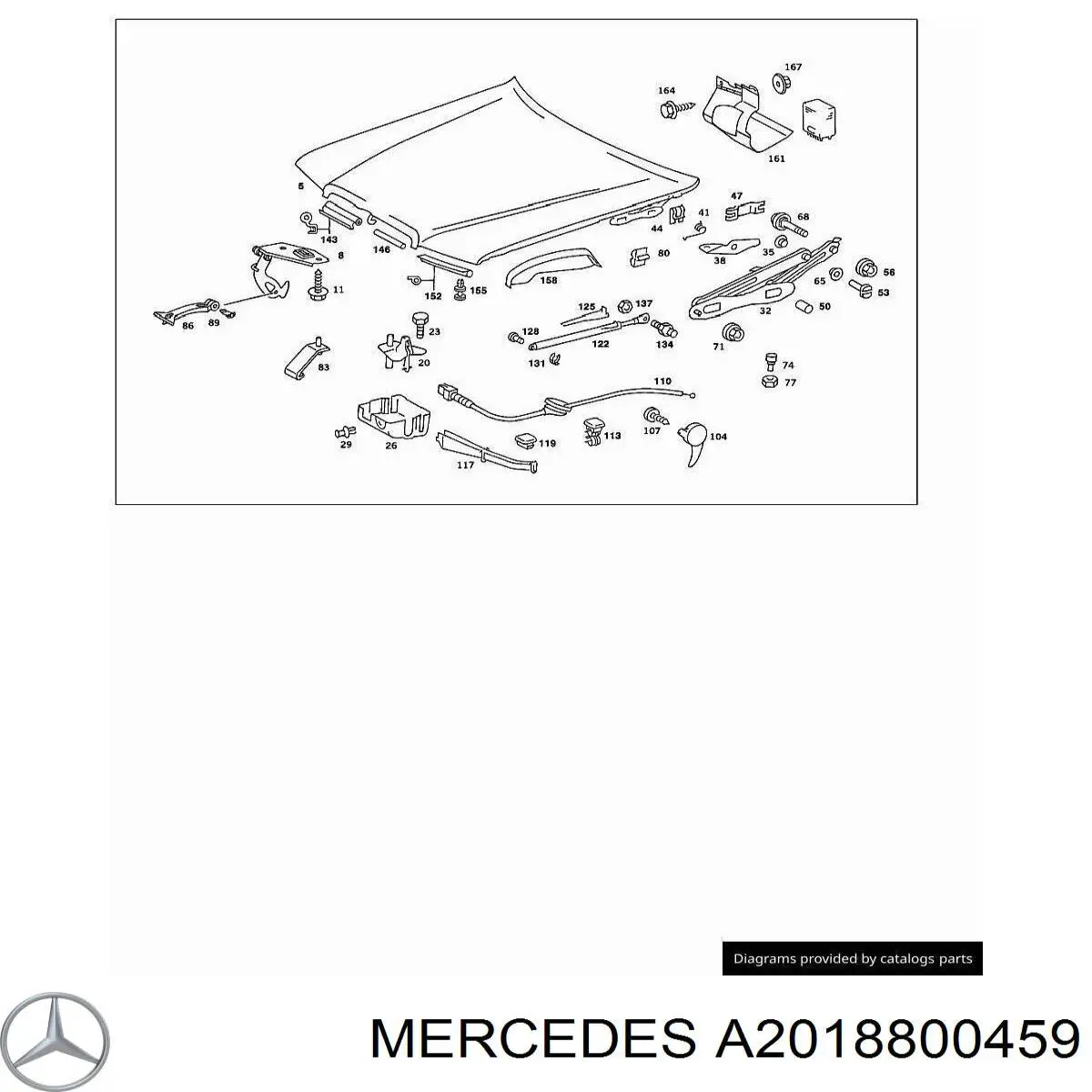 A2018800459 Mercedes cable de capó del motor