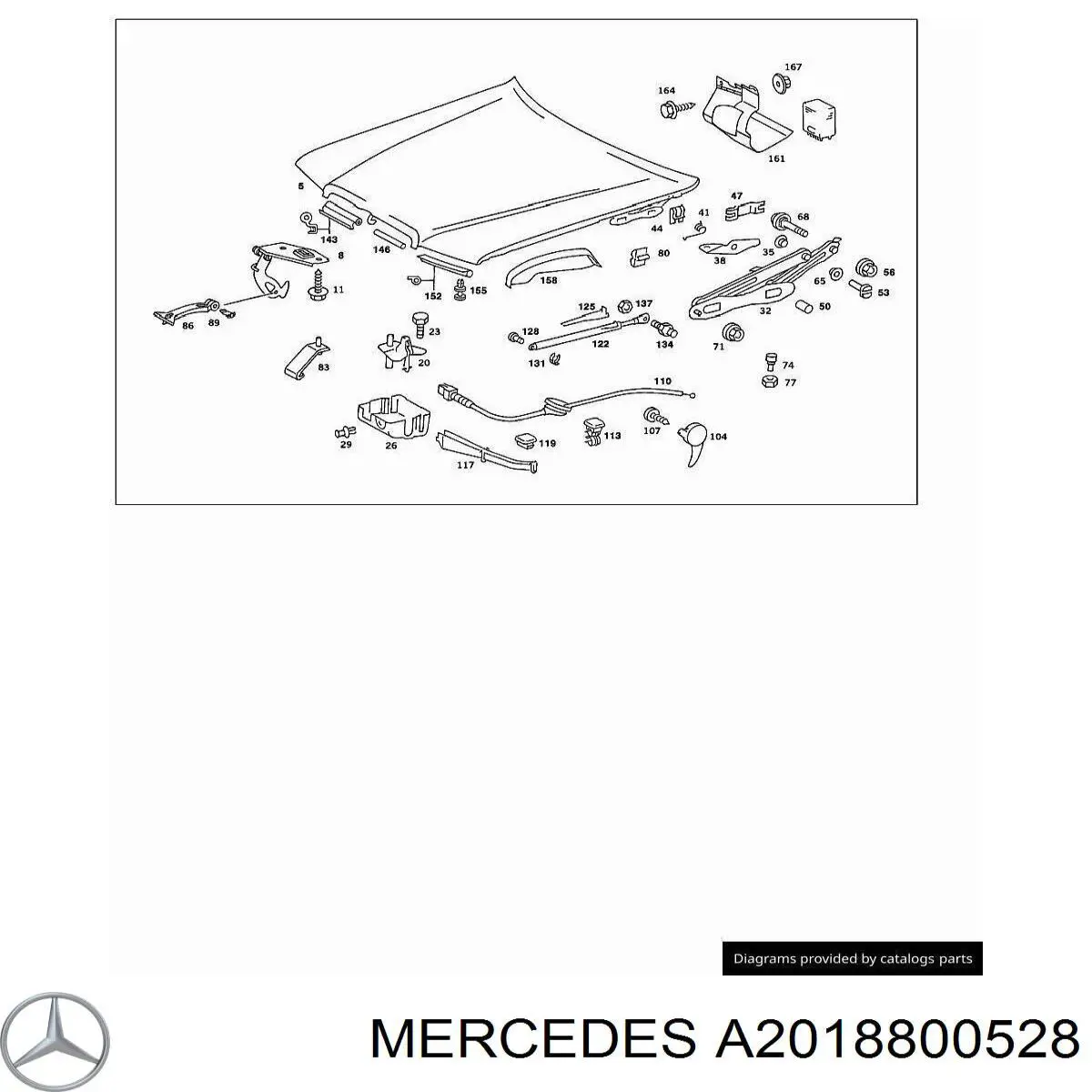 A2018800528 Mercedes bisagra, capó del motor izquierda