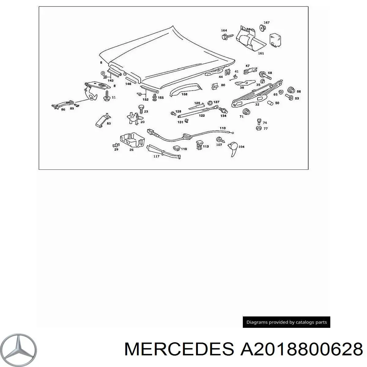 Bisagra, capó del motor derecha para Mercedes C (W201)