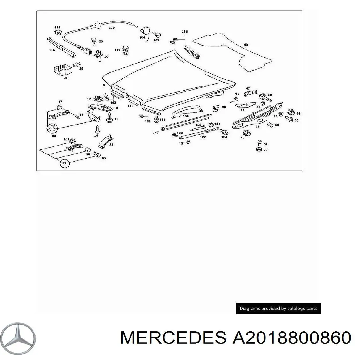 Cerradura de capó para Mercedes C (W201)