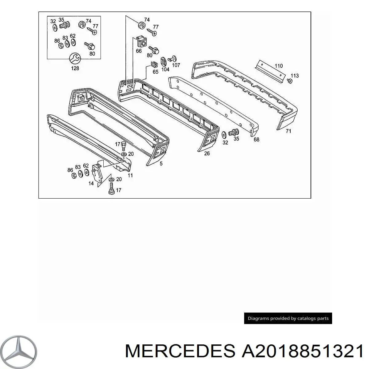 2018851321 Mercedes protector parachoques trasero