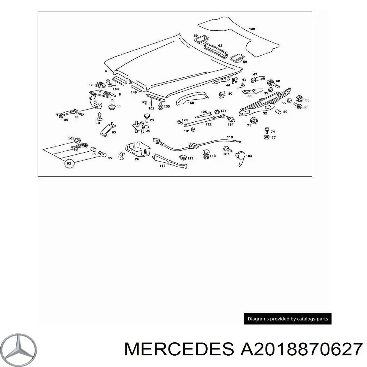 Palanca de apertura del capó Mercedes A2018870627 precio, desde 13,76 EUR