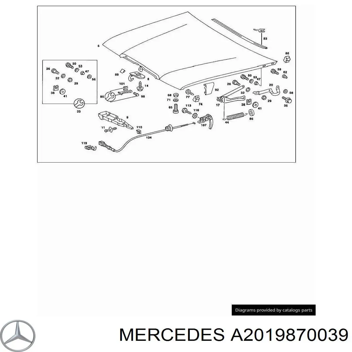Tope del capó Mercedes A2019870039 precio, desde 6,81 EUR