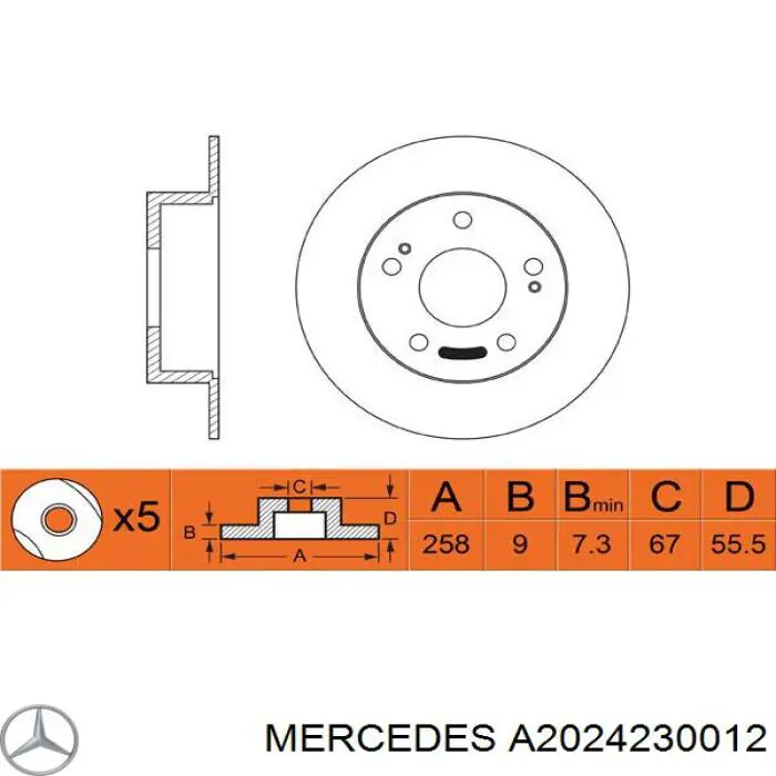 Disco de freno trasero Mercedes A2024230012 precio, desde 24,15 EUR