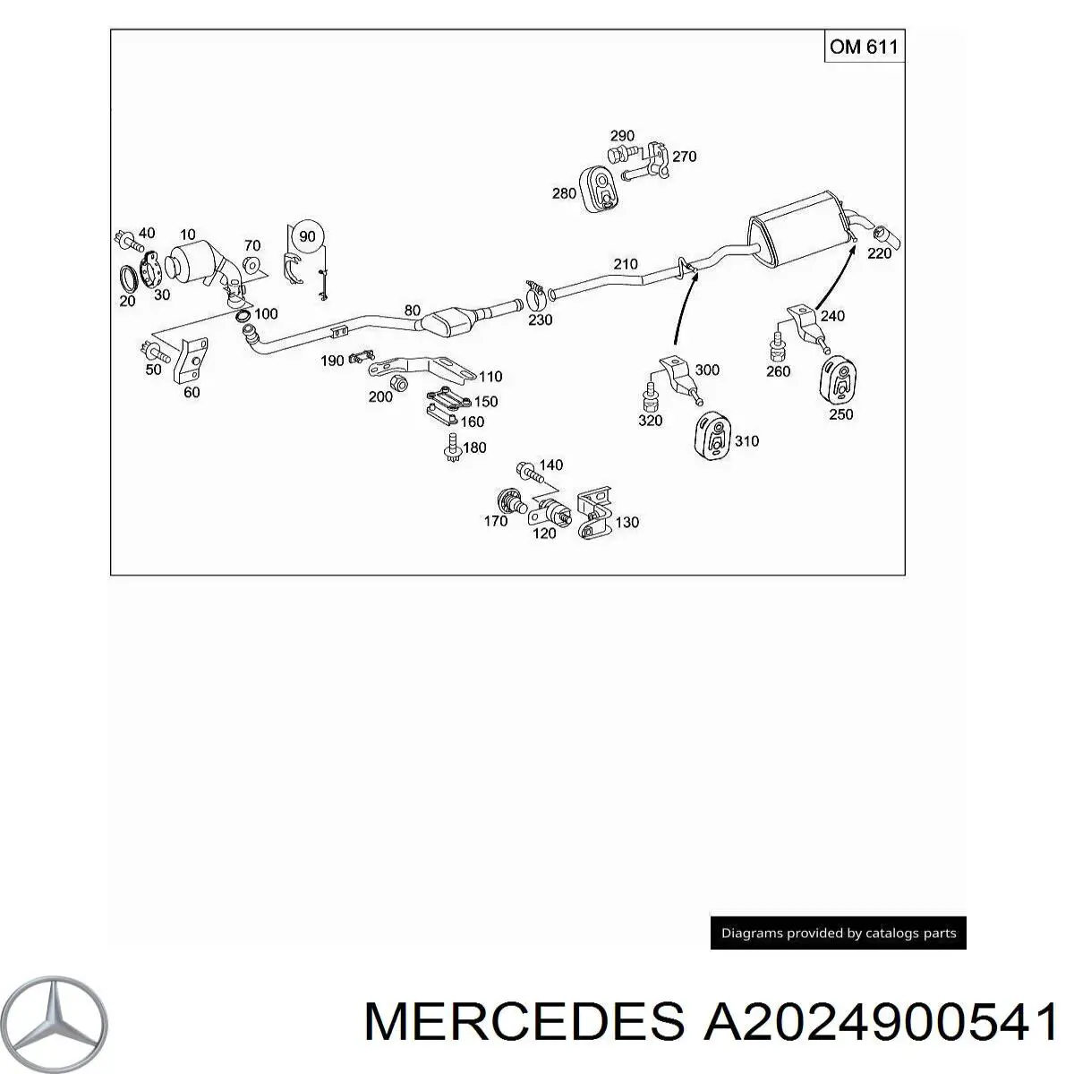 Abrazadera de sujeción delantera A2024900541 Mercedes
