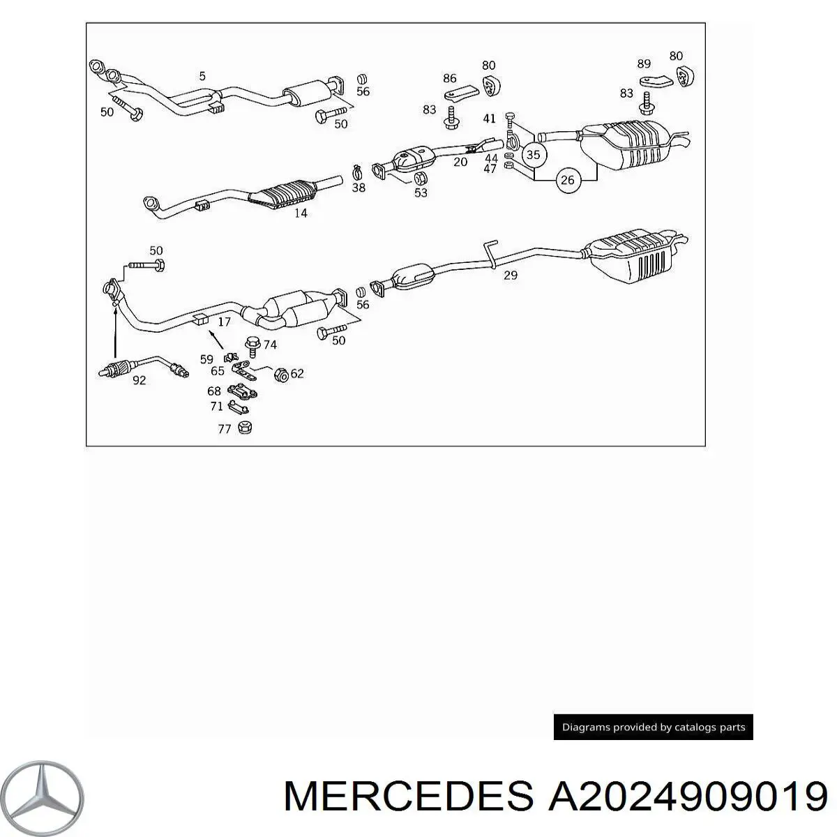 Silenciador, sección delantera Mercedes A2024909019 precio, desde 363,81 EUR