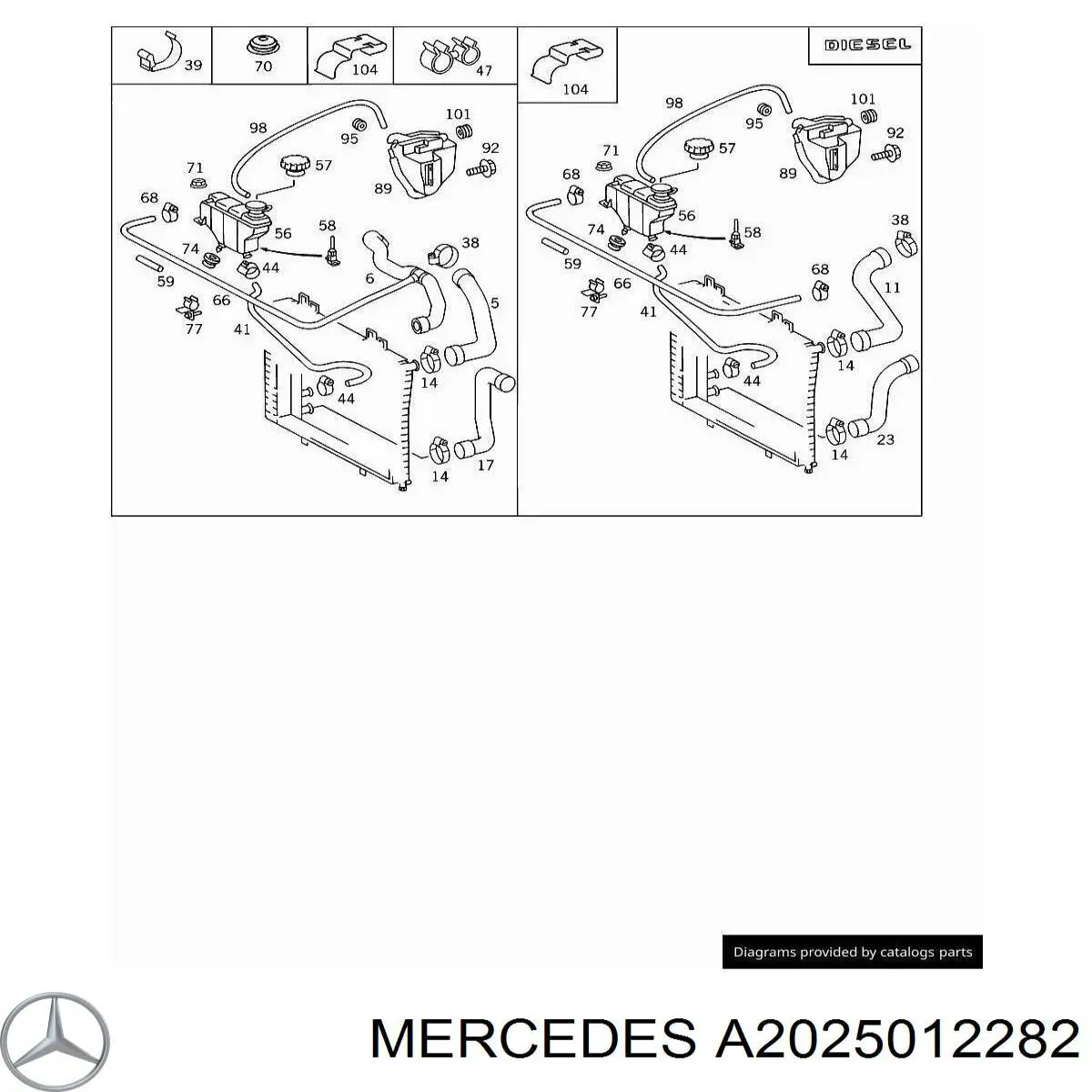 Manguera inferior del radiador Mercedes A2025012282 precio, desde 18,05 EUR