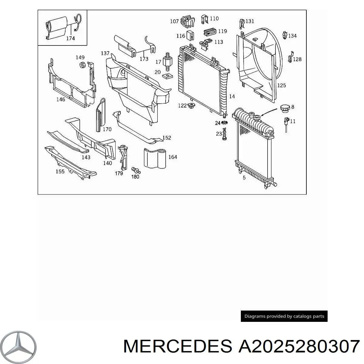 A2025280307 Mercedes tubo flexible de aspiración, entrada del filtro de aire