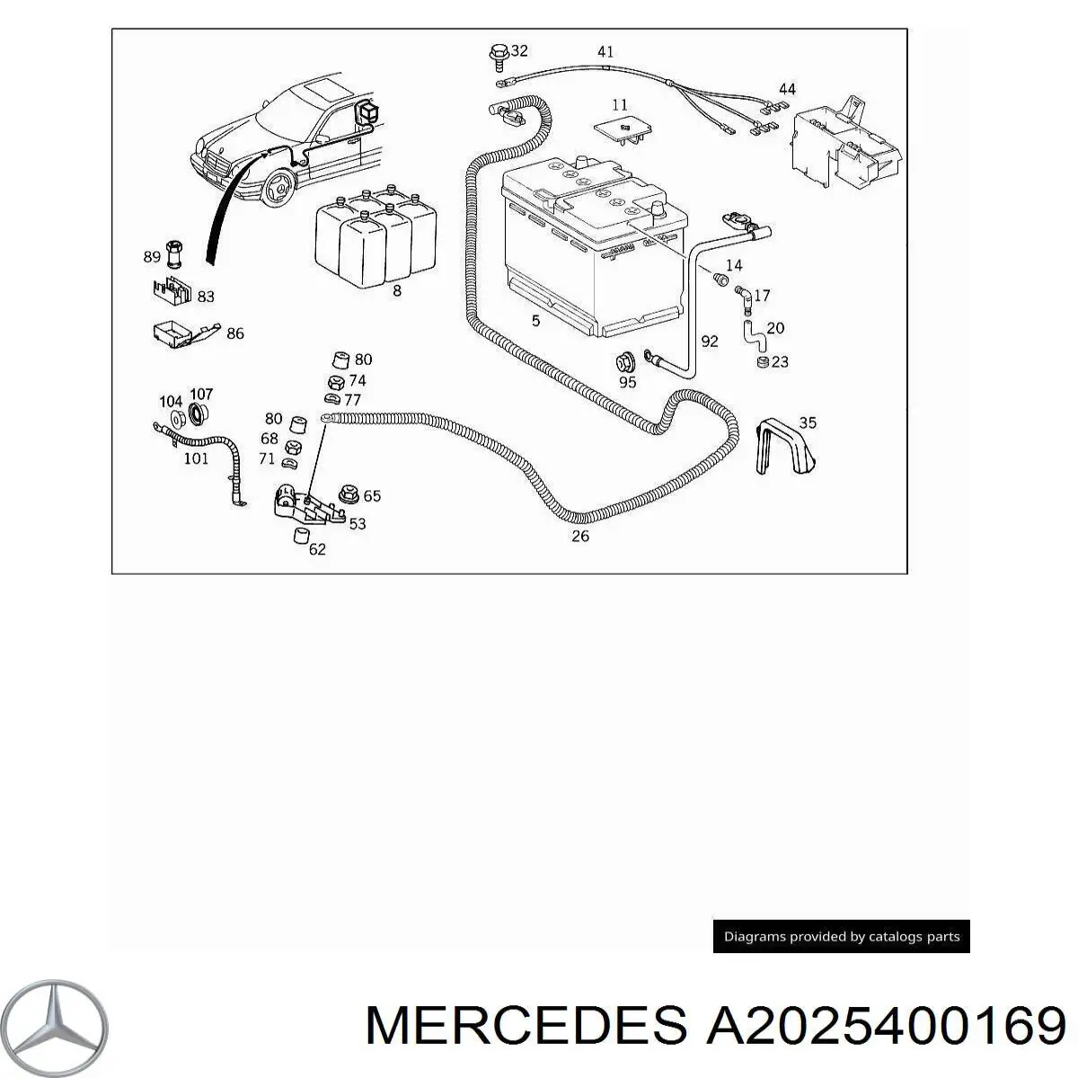 2025400169 Mercedes bloque de conexión de cable positivo