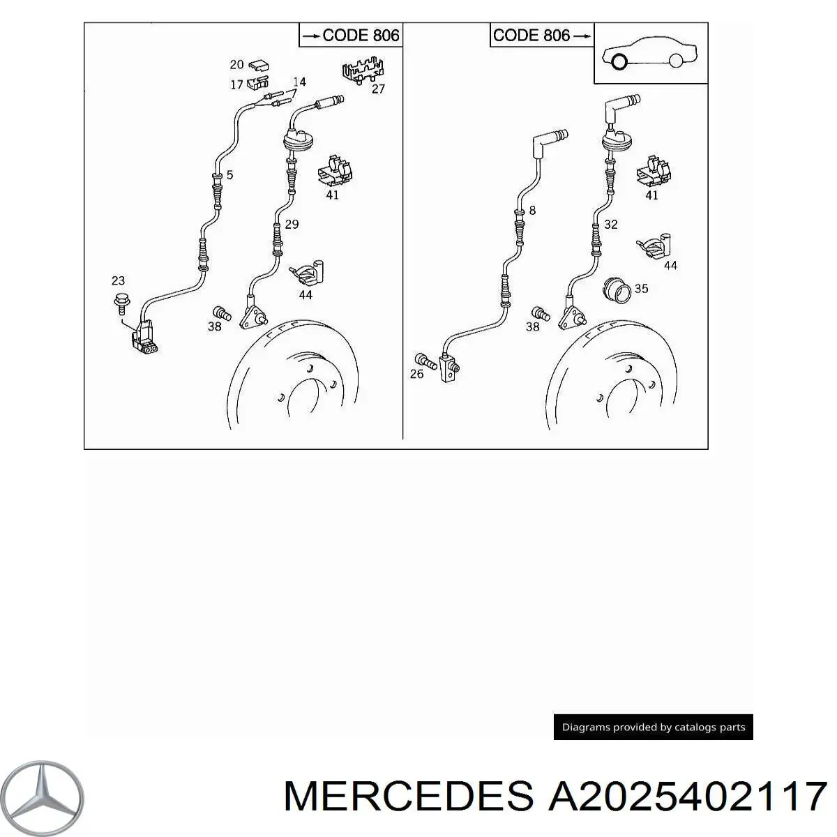 A2025402117 Mercedes sensor abs delantero derecho