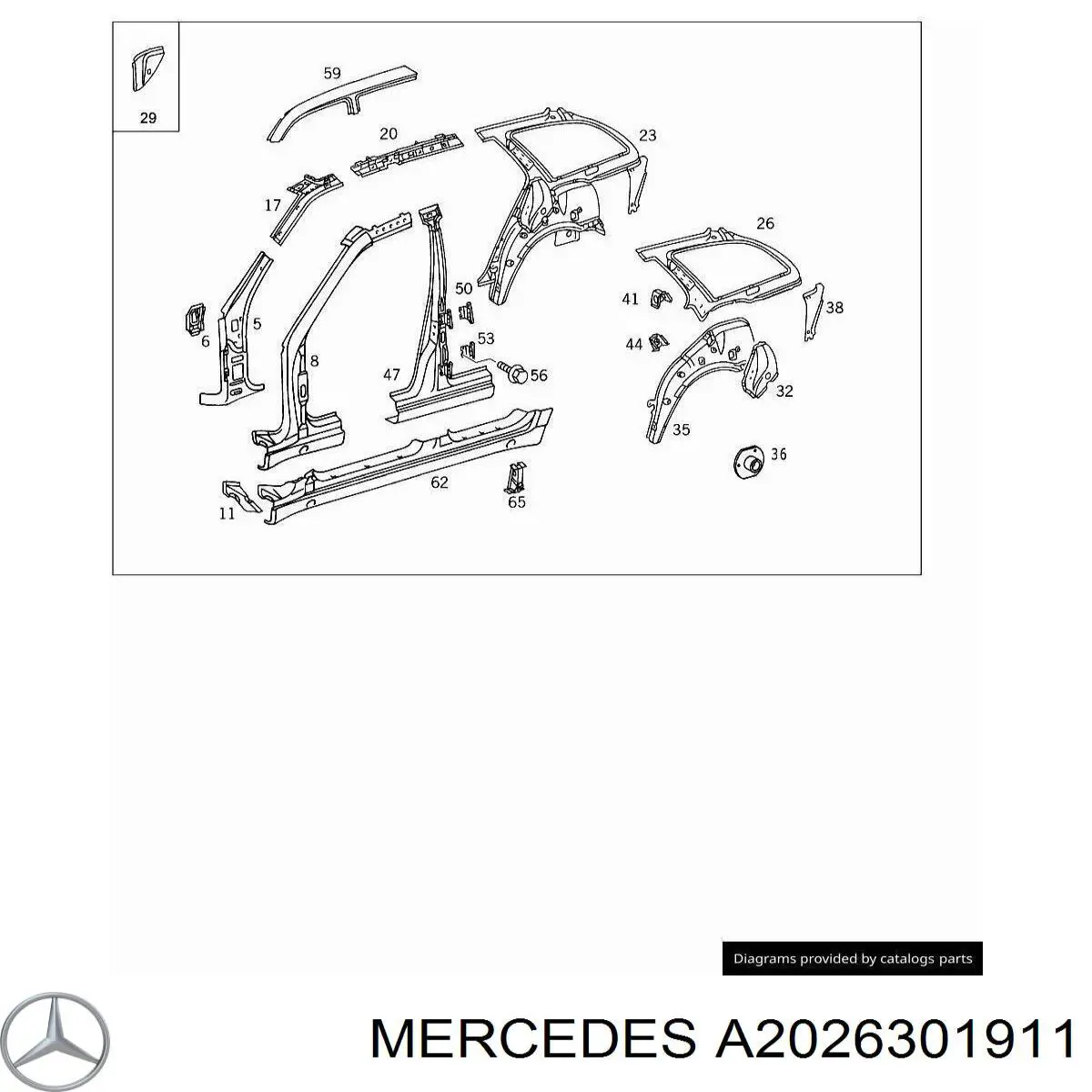 Pilar central izquierdo de carrocería Mercedes A2026300711 precio, desde 694,78 EUR