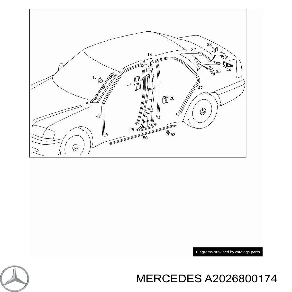 A2026800174 Mercedes listón de acceso interior izquierdo