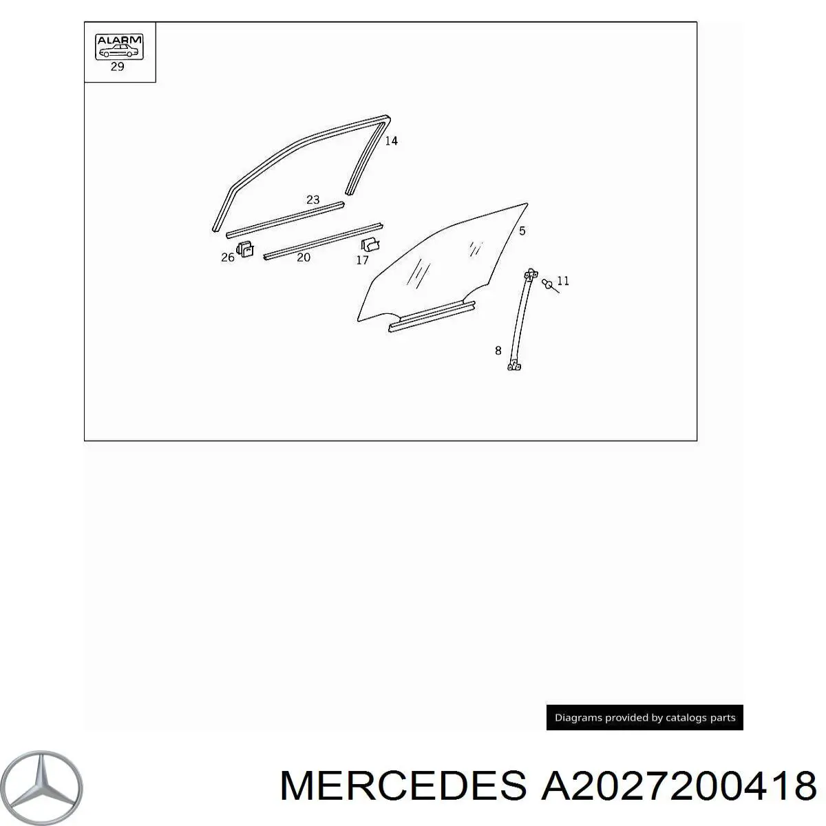 Luna de puerta del pasajero delantero para Mercedes C (W202)