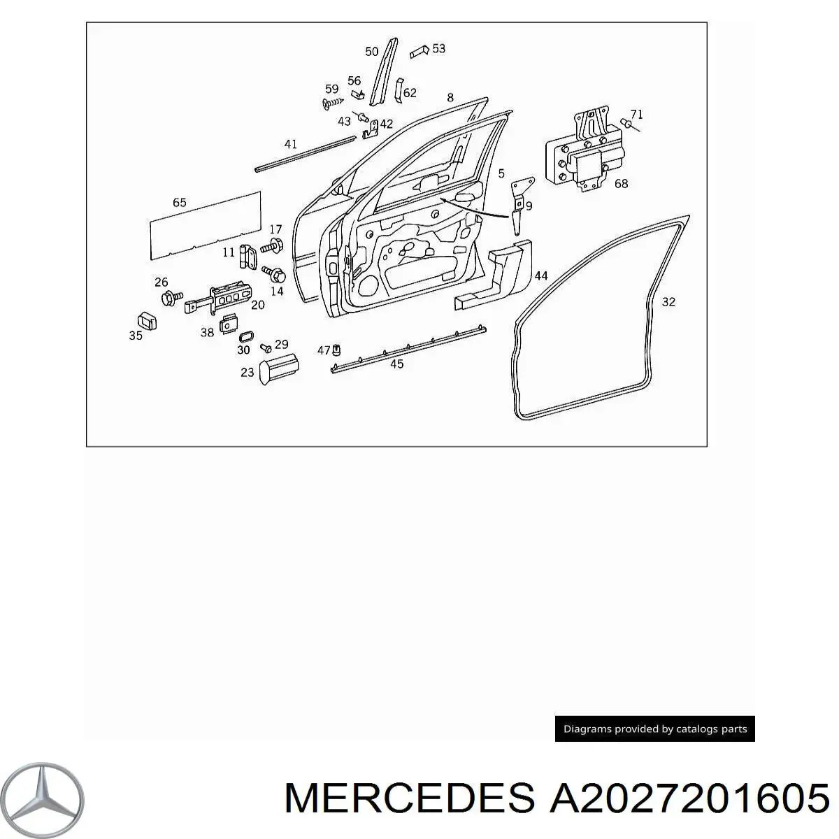 Puerta delantera derecha Mercedes A202720160528 precio, desde 216,35 EUR