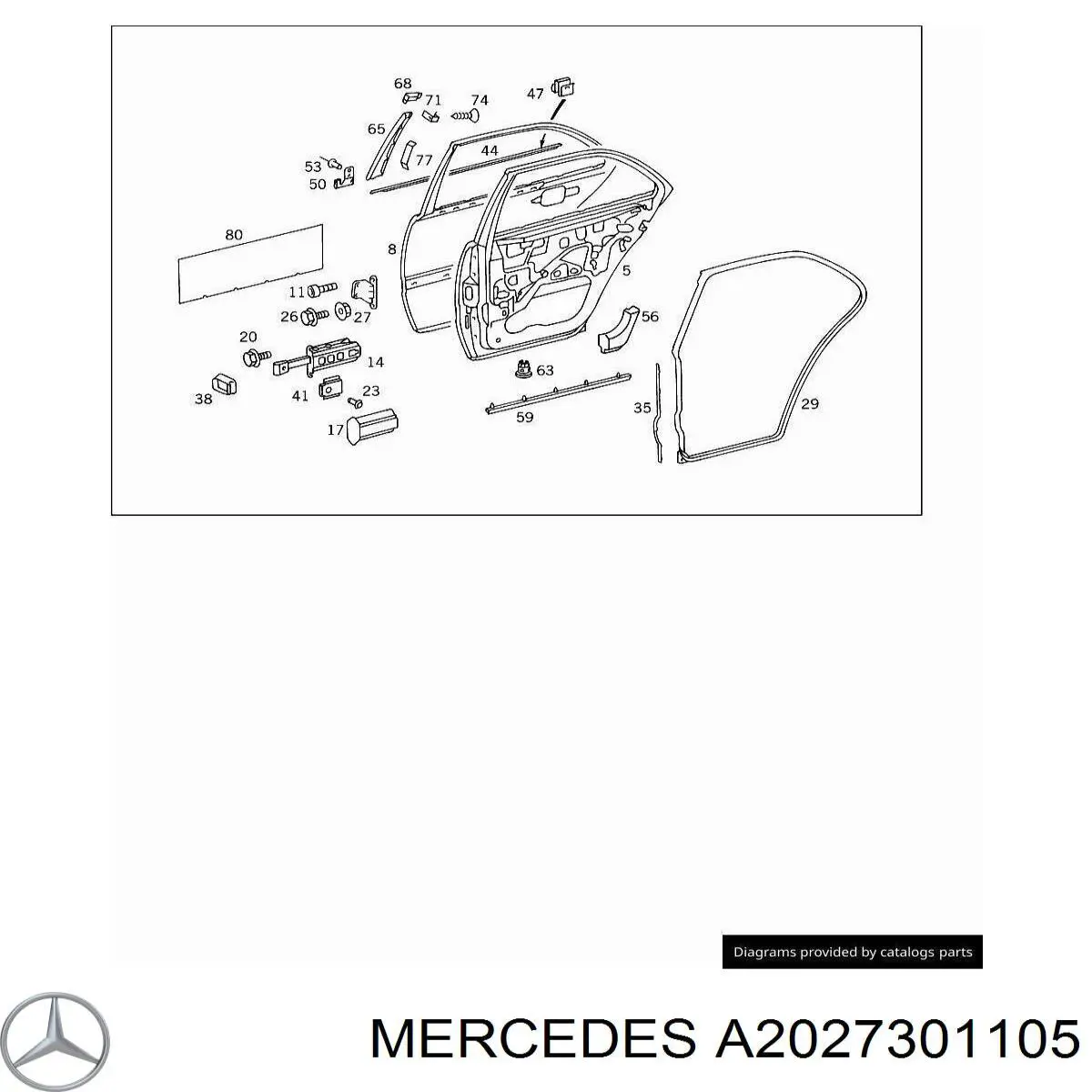 Puerta trasera izquierda para Mercedes C (W202)