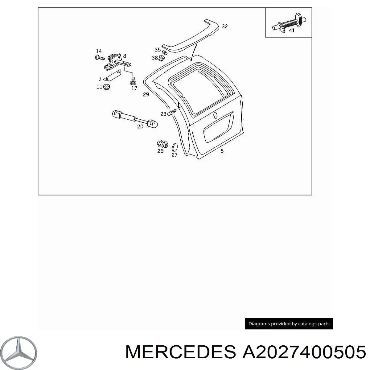 A2027400505 Mercedes puerta del maletero, trasera