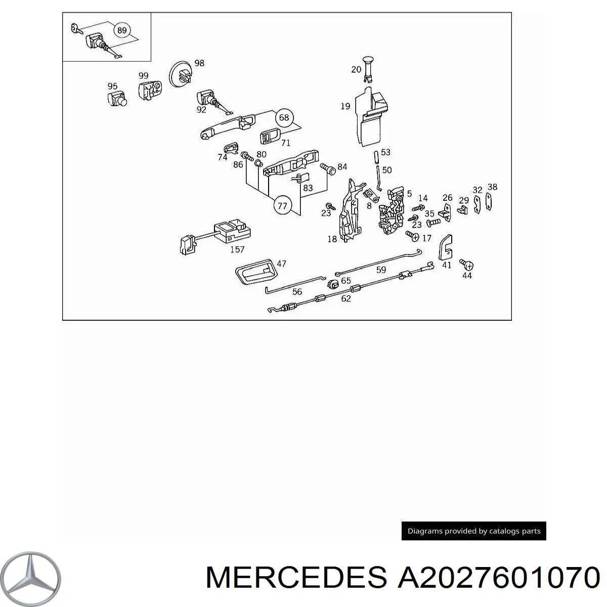 2027601070 Mercedes tirador de puerta exterior delantero derecha