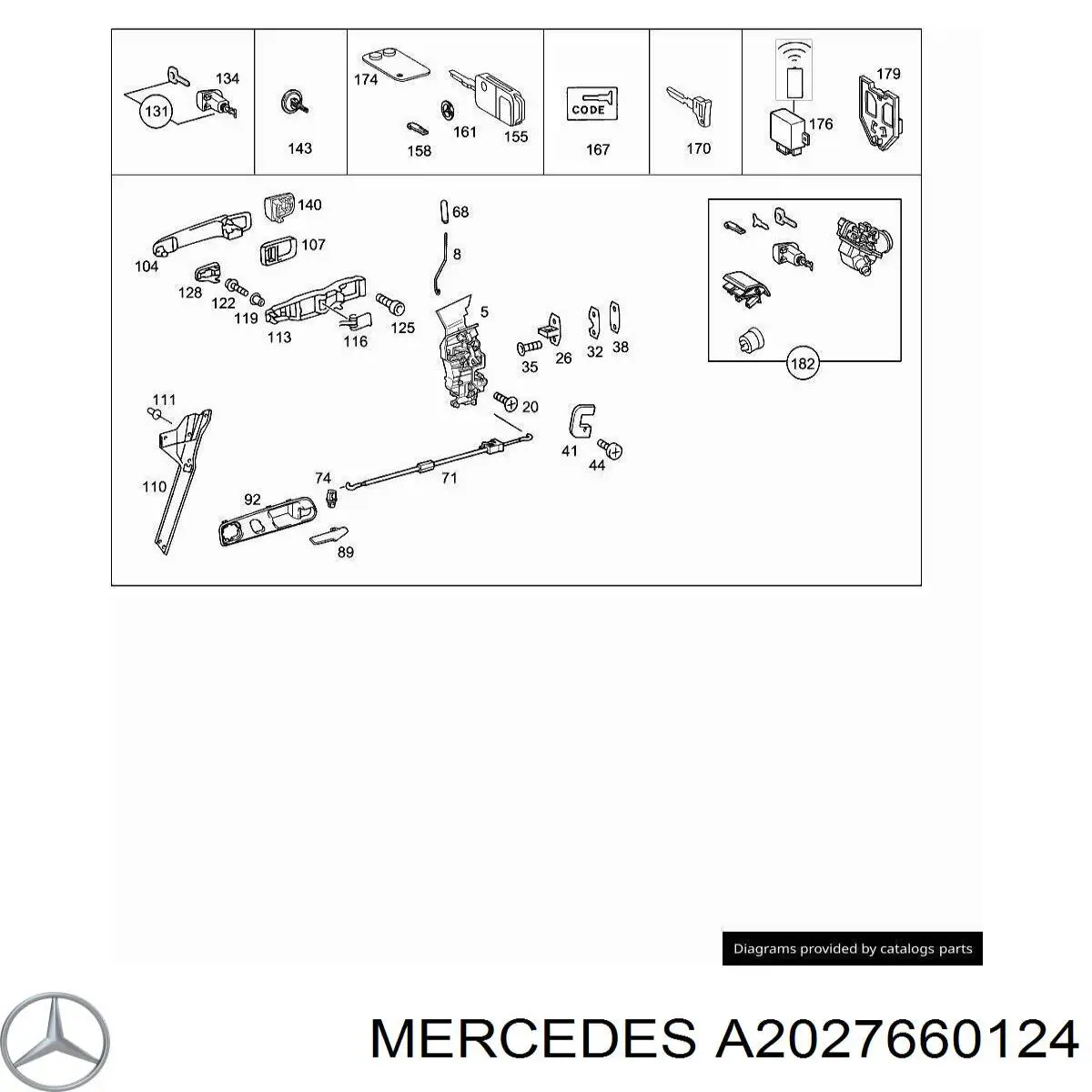 Manija interior izquierda delantera/trasera de puerta Mercedes A2027660124 precio, desde 26,14 EUR