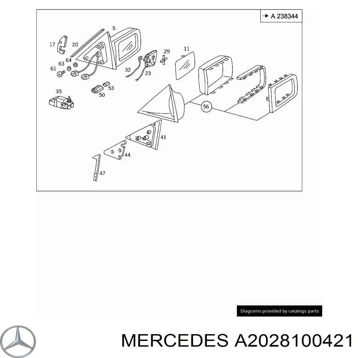 Cristal de espejo retrovisor derecho Mercedes A2028100421 precio, desde 20,60 EUR