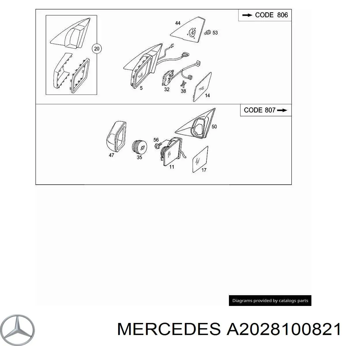 Comprar 2108100821 Mercedes Cristal de espejo retrovisor derecho