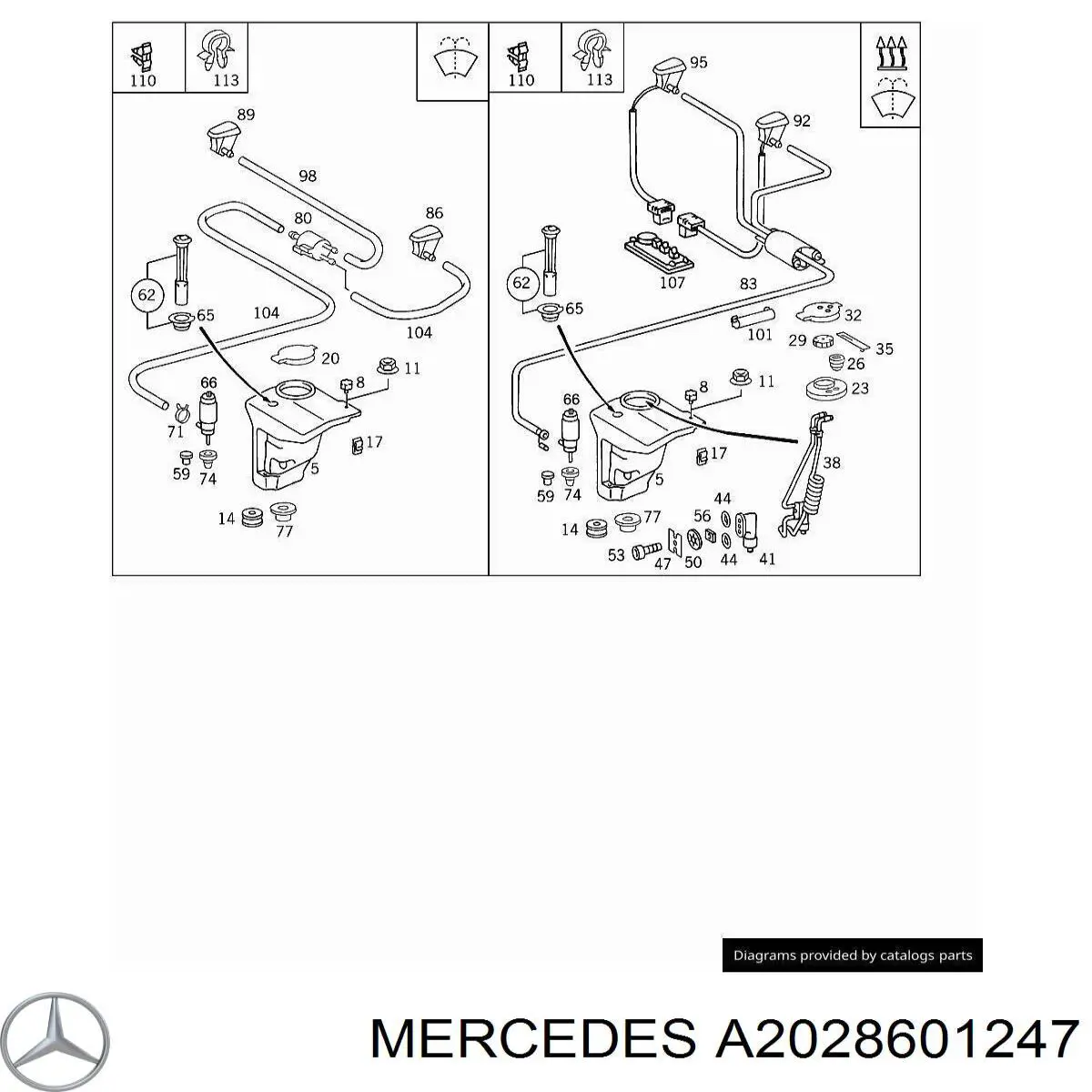 A2028601247 Mercedes tobera de agua regadora, lavado de parabrisas, derecha