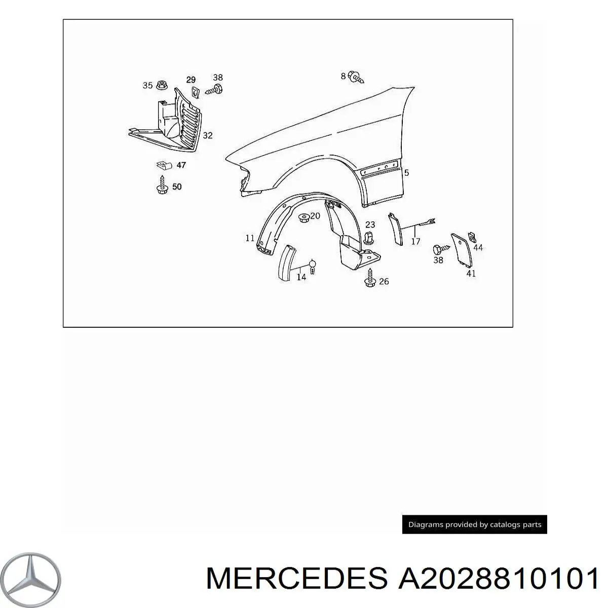 A2028810101 Mercedes guardabarros delantero izquierdo