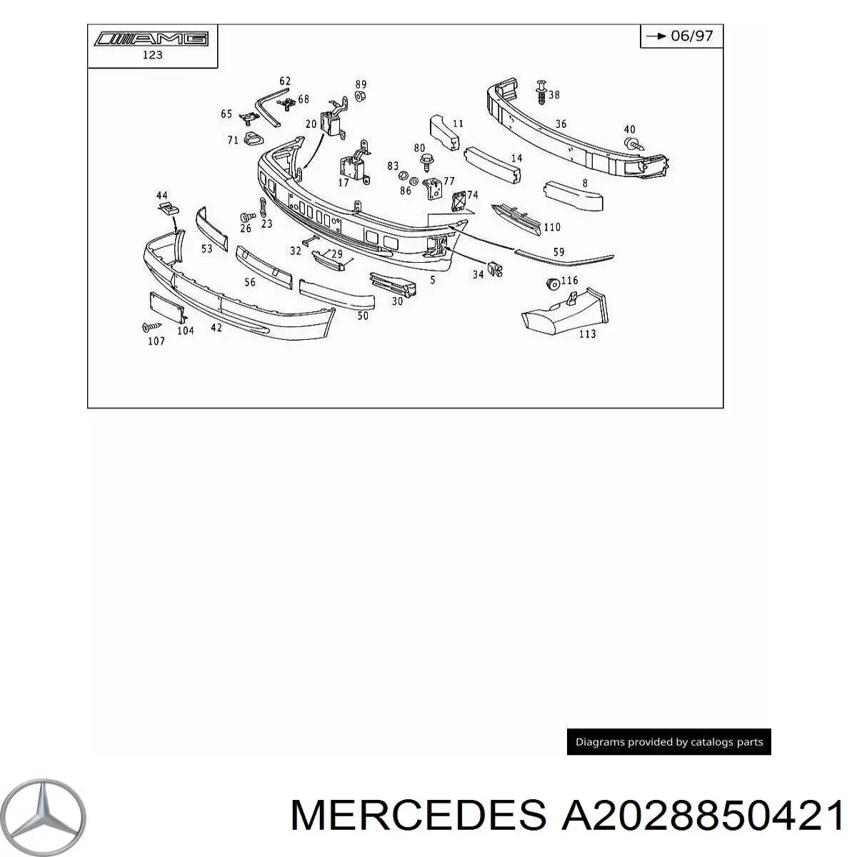 Parachoques delantero, parte inferior para Mercedes C (W202)