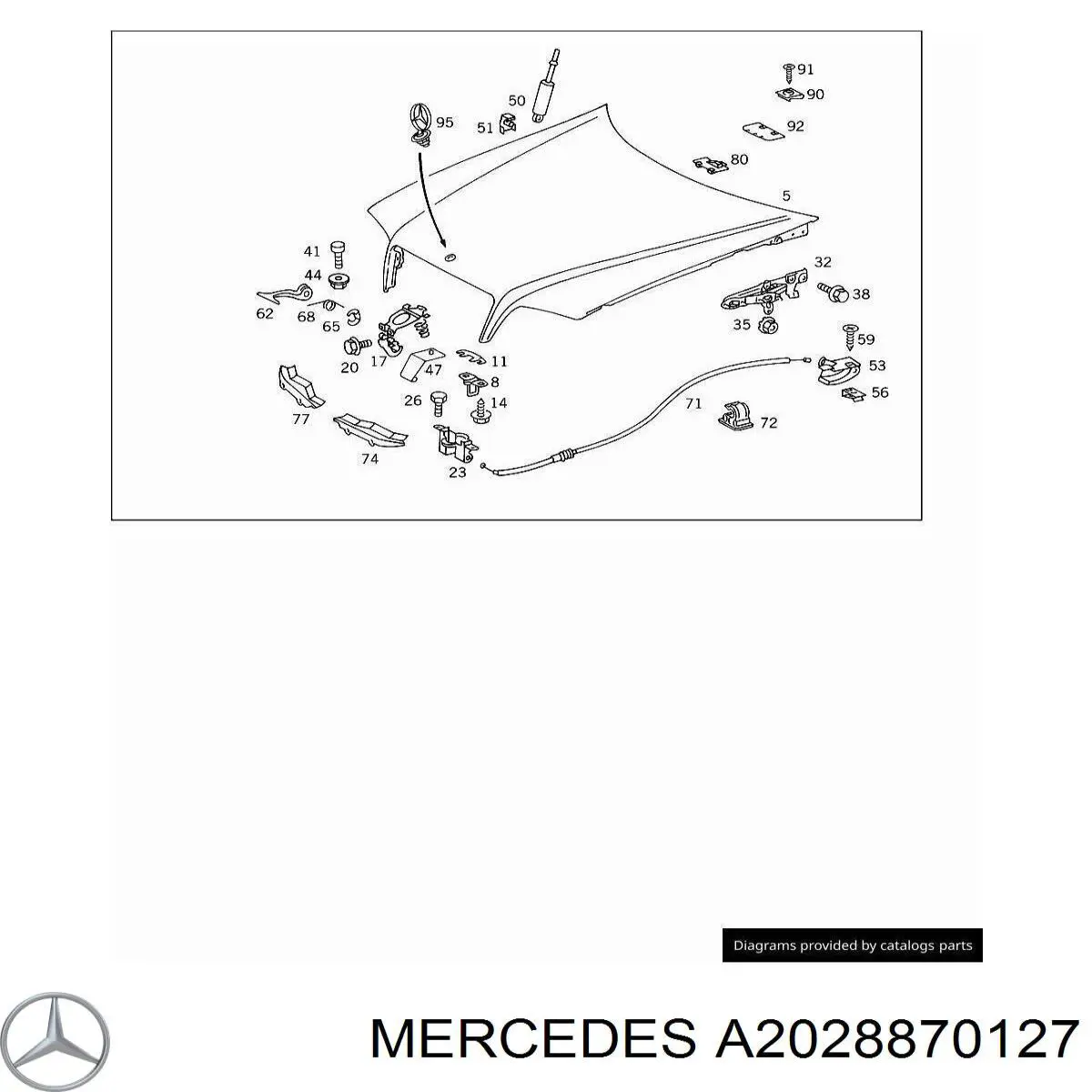 Palanquilla de apertura del capó Mercedes A2028870127 precio, desde 6,67 EUR
