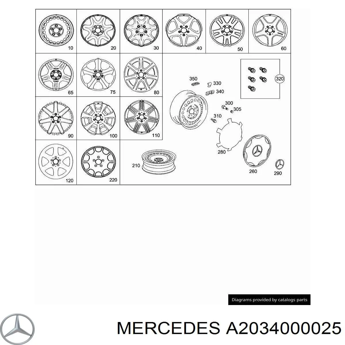 A2034000025 Mercedes Cubierta de la Llanta