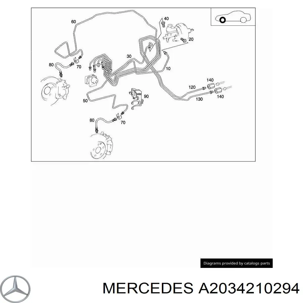 A2034210294 Mercedes Abrazadera de tubo de freno