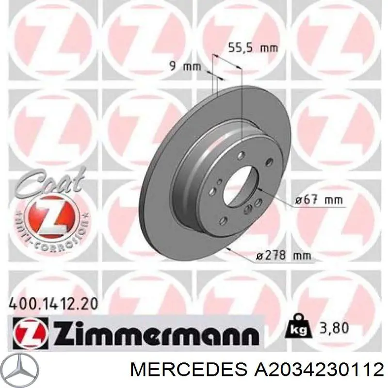 A2034230112 Mercedes Freno de disco trasero