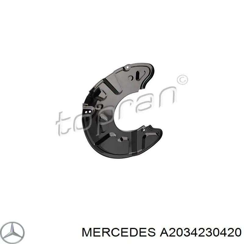 A2034230420 Mercedes chapa protectora contra salpicaduras, disco de freno trasero derecho