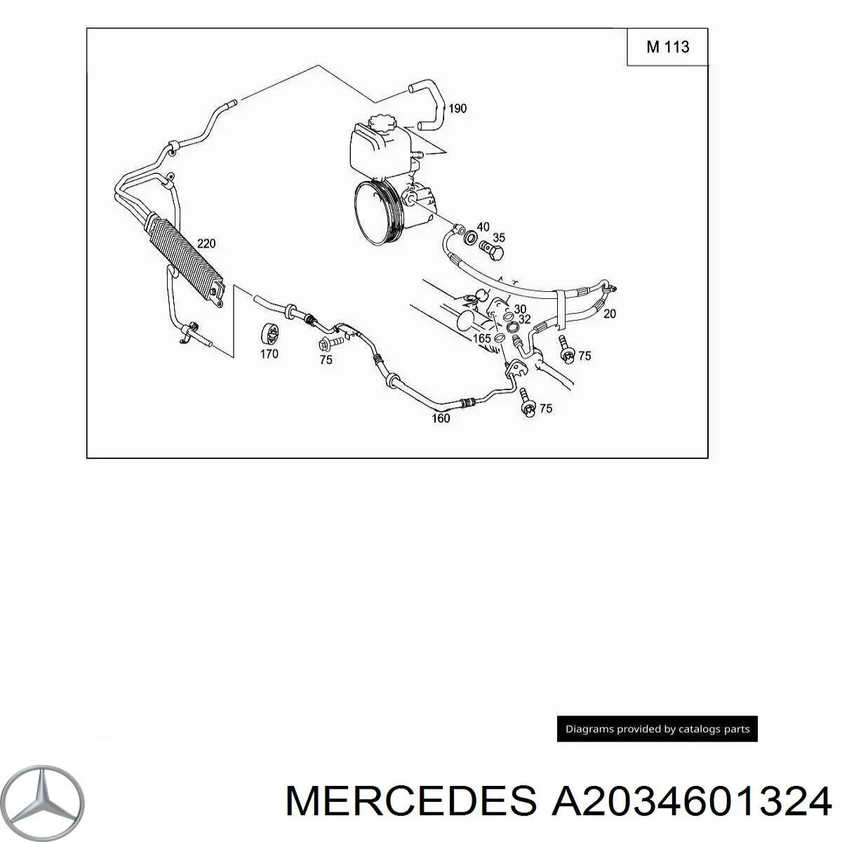 A2034601324 Mercedes radiador de direccion asistida