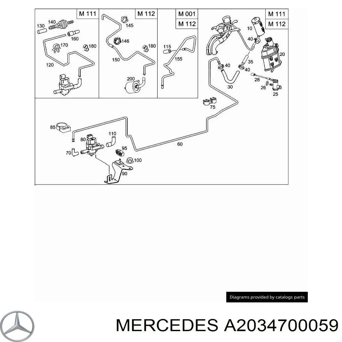 A2034700059 Mercedes filtro de carbón activado, ventilación depósito