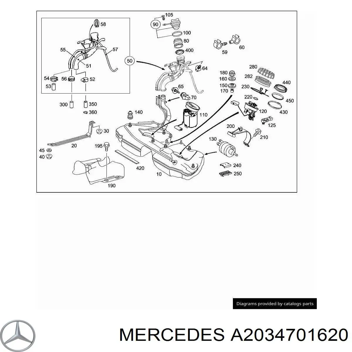 A2034701620 Mercedes Boca de llenado del depósito de combustible