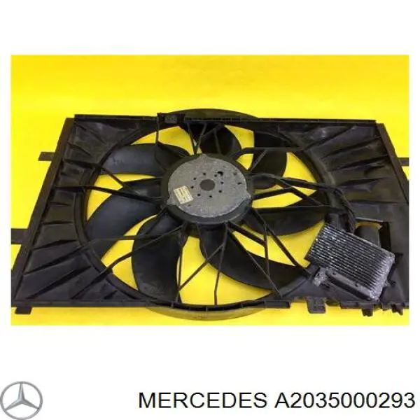 A2035000293 Mercedes difusor de radiador, ventilador de refrigeración, condensador del aire acondicionado, completo con motor y rodete