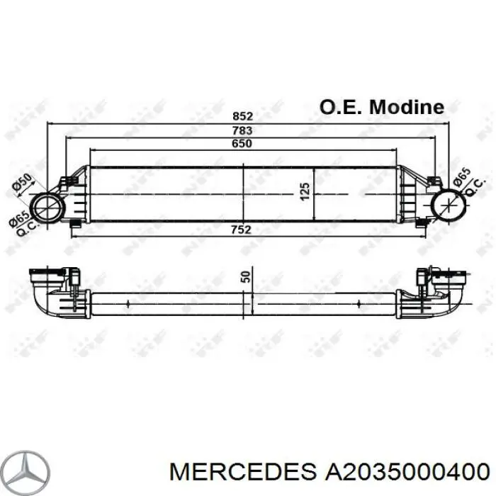 Radiador de aire de admisión Mercedes A2035000400 precio, desde 89,39 EUR